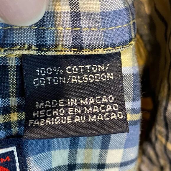 Roper Plaid Button Down Shirt Size XL Blue Tan - Picture 6 of 7